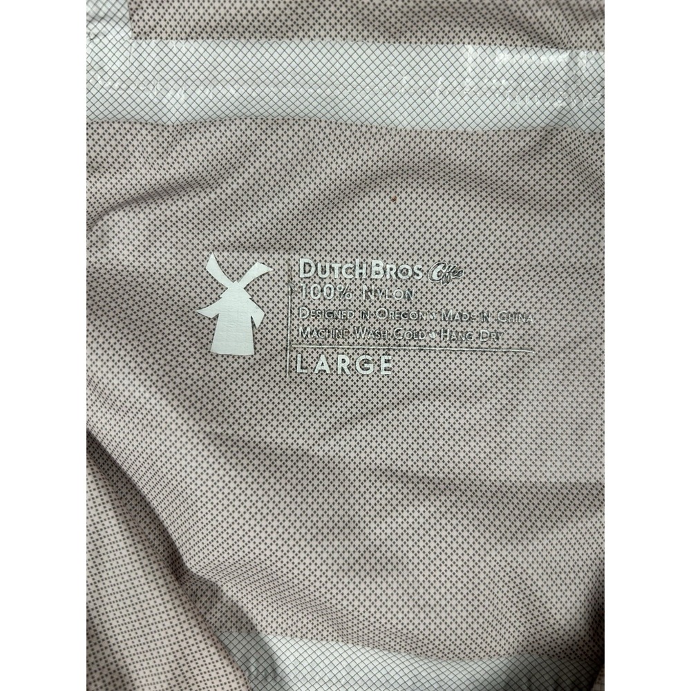 DUTCH BROS COFFEE Hooded Windbreaker Jacket Coat LARGE peach/black Zipper - Picture 3 of 7